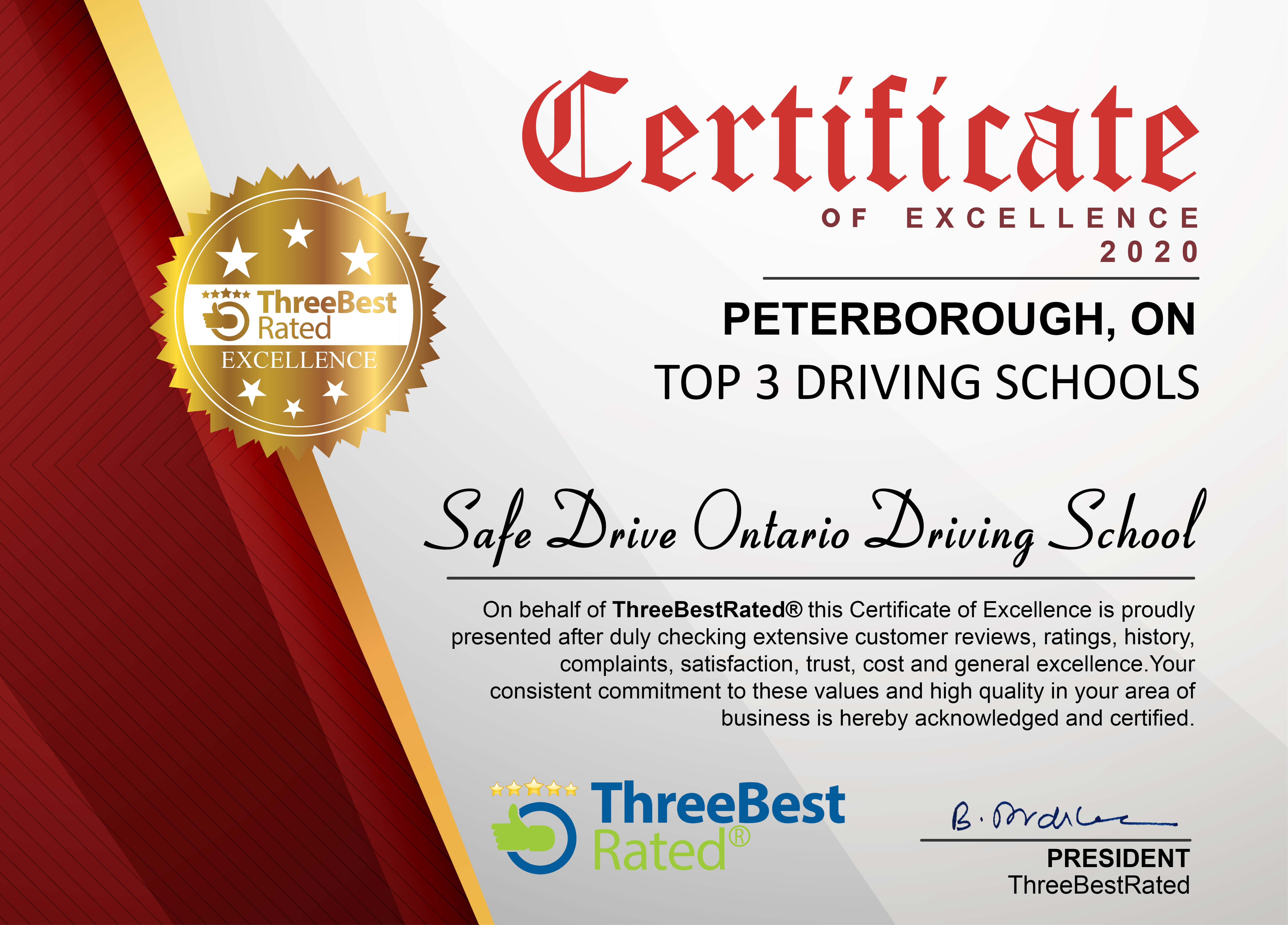 Certificate of Excellence